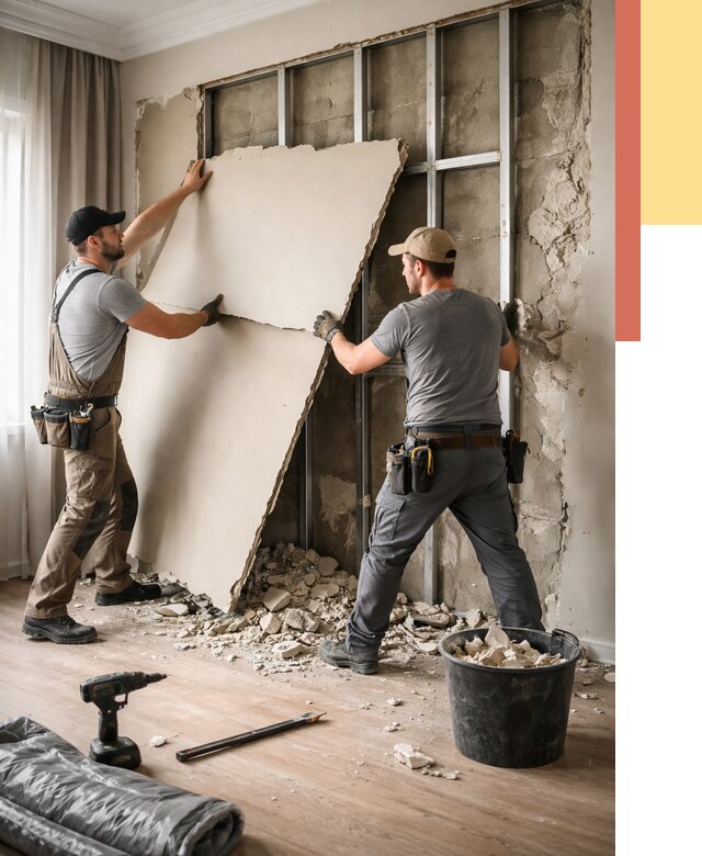 Демонтаж гипсокартона со стен в Узловой от 356 руб. — услуги демонтажа | ОТДЕЛОЧНИК-Злв