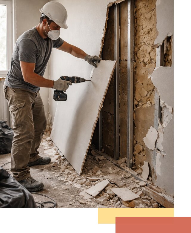 Демонтаж гипсокартона со стен в Узловой качественно и быстро