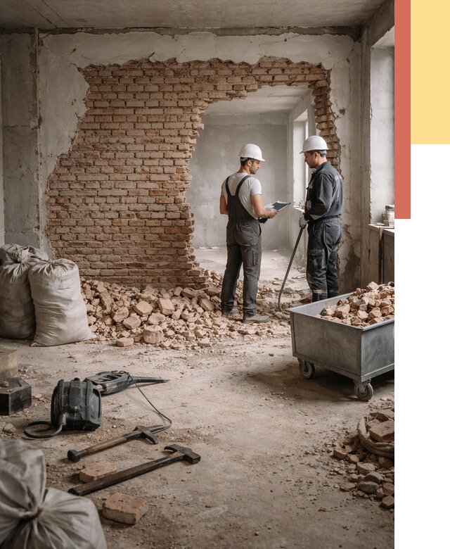 Демонтаж кирпичных стен в Узловой от 4278 руб. — быстро, недорого, под ключ | ОТДЕЛОЧНИК-Злв