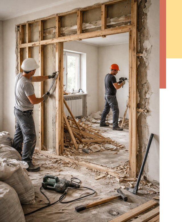 Демонтаж деревянных перегородок в Узловой от 3259 руб. — быстро и недорого | ОТДЕЛОЧНИК-Злв