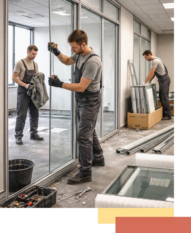 Демонтаж стеклянных перегородок в Узловой быстро и безопасно