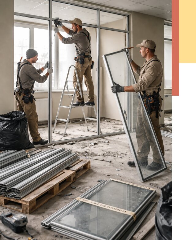 Демонтаж алюминиевых перегородок в Узловой от 4278 руб. — быстро и недорого | ОТДЕЛОЧНИК-Злв