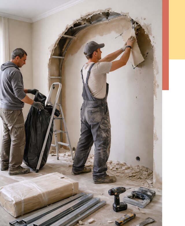 Демонтаж арки из гипсокартона в Узловой от 3565 руб. — услуги под ключ | ОТДЕЛОЧНИК-Злв