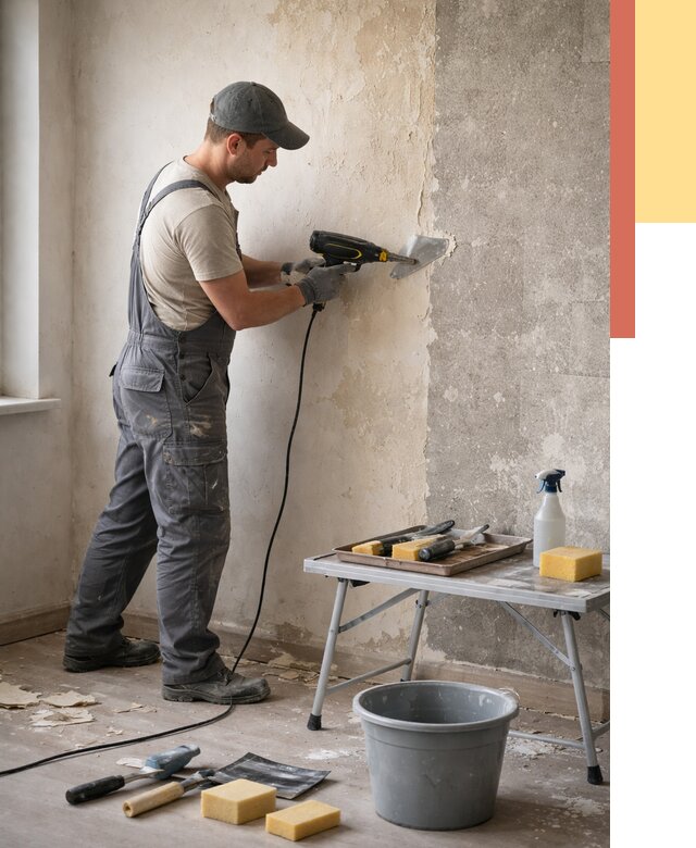 Очистка стен от клея в Узловой от 1884 руб. — снятие и удаление клея со стен | ОТДЕЛОЧНИК-Злв