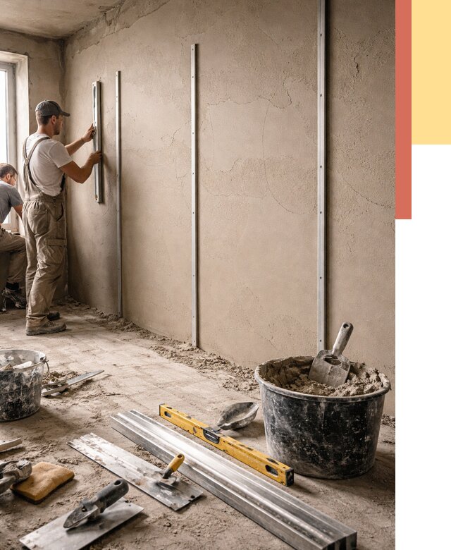 Штукатурка стен по маякам в Узловой от 5602 руб./м² — выравнивание под ключ | ОТДЕЛОЧНИК-Злв