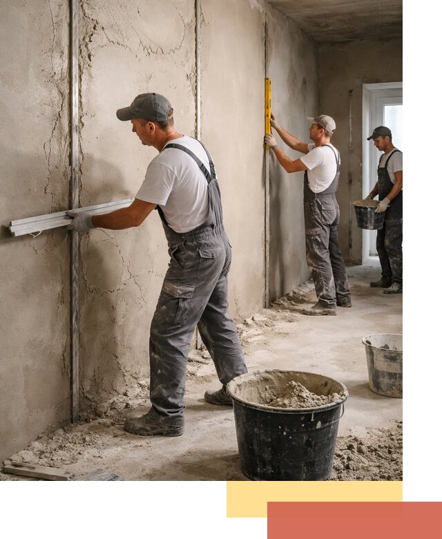 Штукатурка стен по маякам в Узловой — точная и ровная поверхность