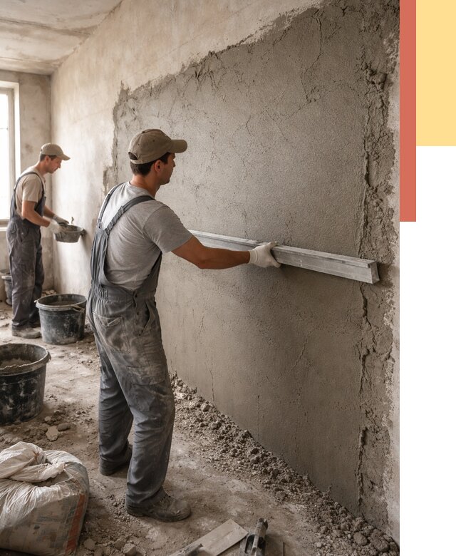 Цементная штукатурка стен в Узловой от 4583 руб/м2 — быстро и недорого | ОТДЕЛОЧНИК-Злв