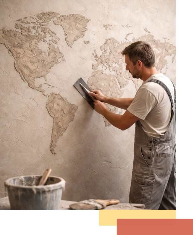 Декоративная штукатурка «Карта мира» под ключ в Узловой