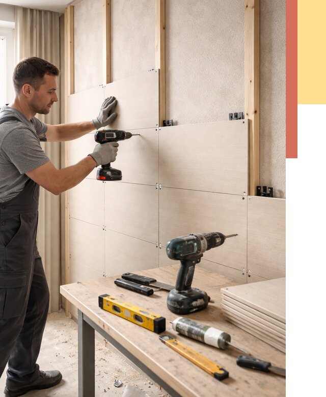 Монтаж МДФ панелей на стены в Узловой от 1273 руб. под ключ | ОТДЕЛОЧНИК-Злв