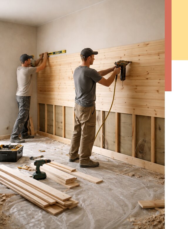 Монтаж деревянной вагонки на стены в Узловой от 7639 руб. | Услуги монтажа вагонки | ОТДЕЛОЧНИК-Злв