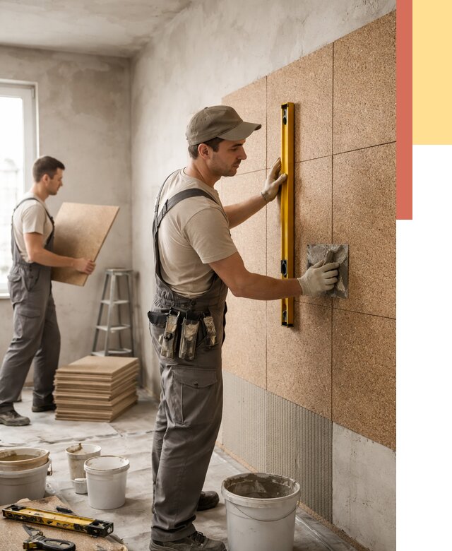 Монтаж пробковых панелей на стены в Узловой от 3565 руб. — ОТДЕЛОЧНИК-Злв