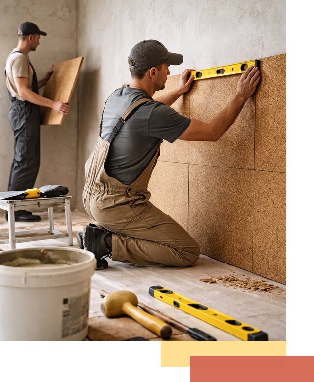 Монтаж пробковых панелей на стены в Узловой быстро и качественно