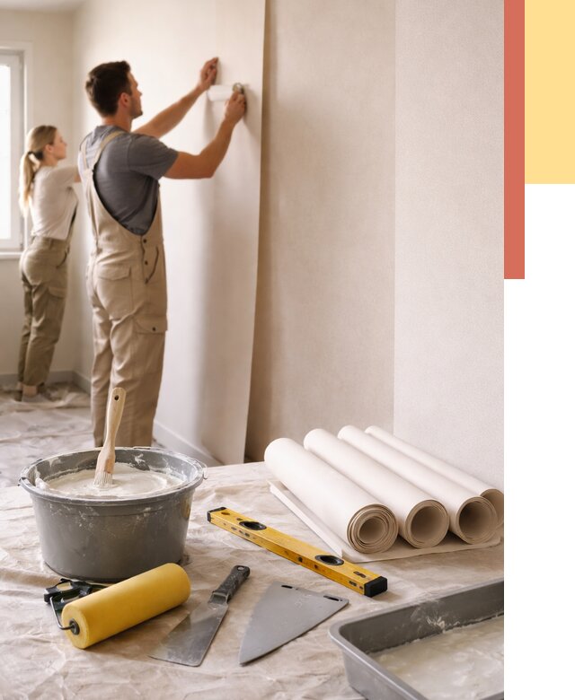 Поклейка бумажных обоев в Узловой от 5602 руб./м2 — быстро и недорого | ОТДЕЛОЧНИК-Злв