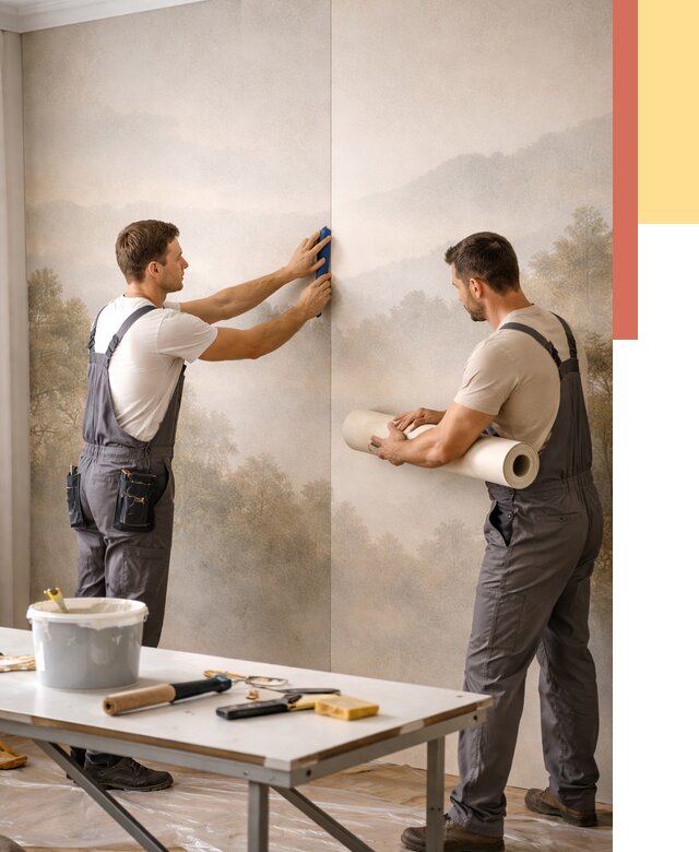 Поклейка фотообоев в Узловой от 8657 руб/м² — быстро и недорого | ОТДЕЛОЧНИК-Злв