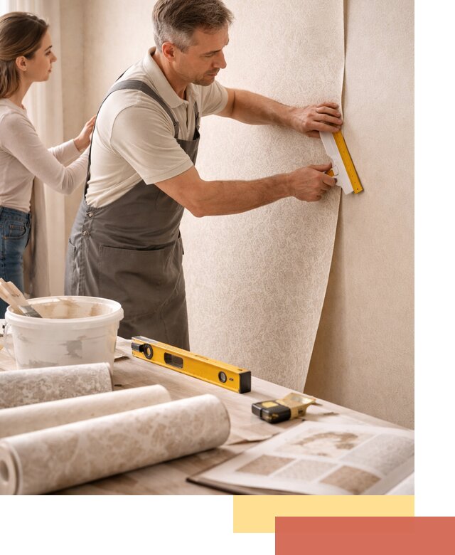 Поклейка обоев с подбором рисунка в Узловой