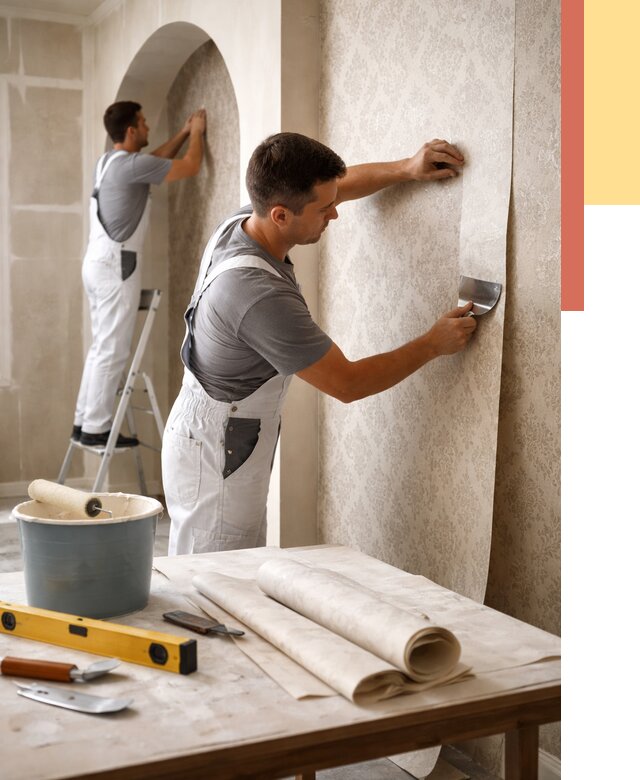 Поклейка обоев на сложные стены в Узловой от 2852 руб. под ключ | ОТДЕЛОЧНИК-Злв