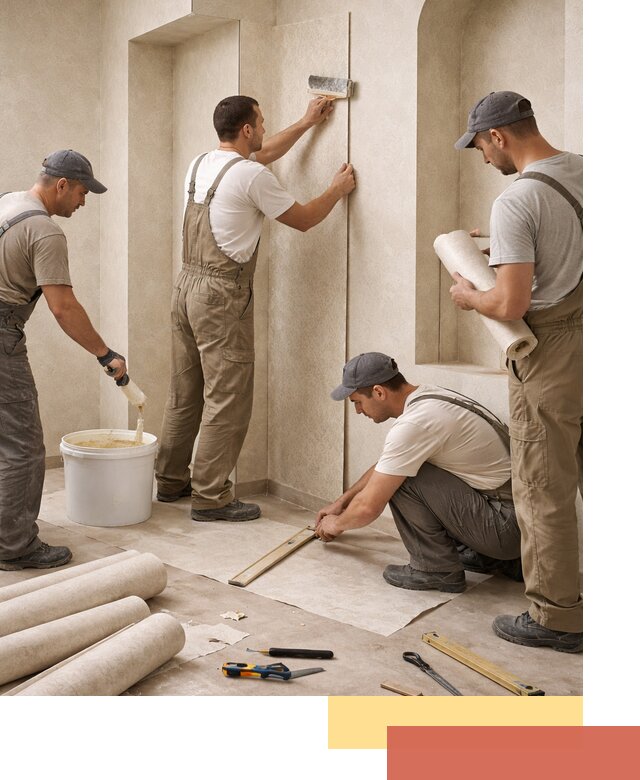 Поклейка обоев на сложные стены и неровные поверхности в Узловой