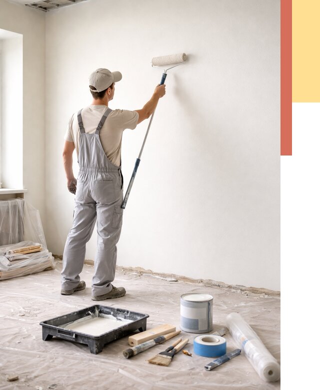 Покраска стен водоэмульсионной краской в Узловой от 458 руб. за м² | ОТДЕЛОЧНИК-Злв