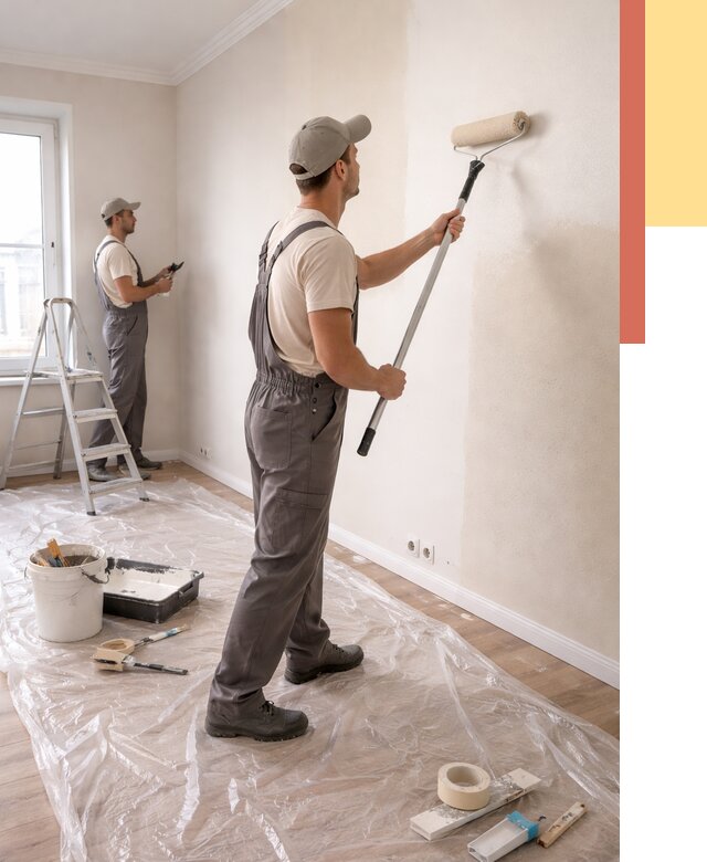 Покраска стен акриловой краской в Узловой от 3565 руб./м² — быстро и недорого | ОТДЕЛОЧНИК-Злв