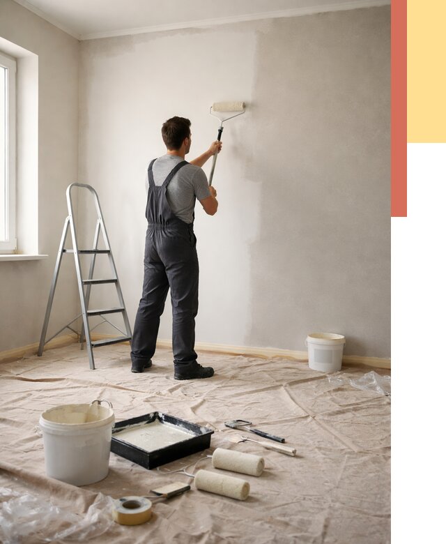 Покраска стен моющейся краской в Узловой от 356 руб./м² — быстро и недорого | ОТДЕЛОЧНИК-Злв