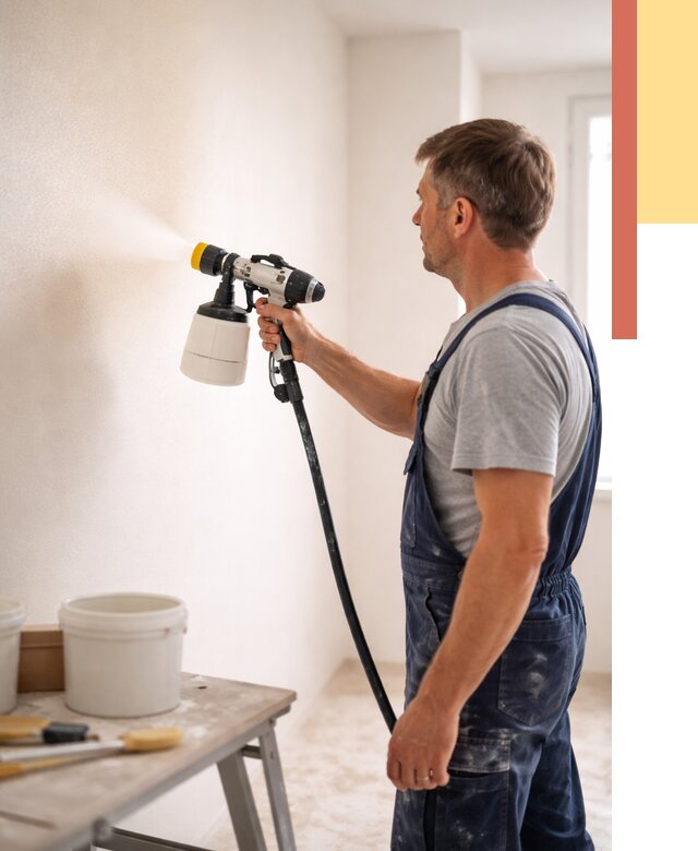 Покраска стен краскопультом в Узловой от 7639 руб. — механизированная покраска | ОТДЕЛОЧНИК-Злв