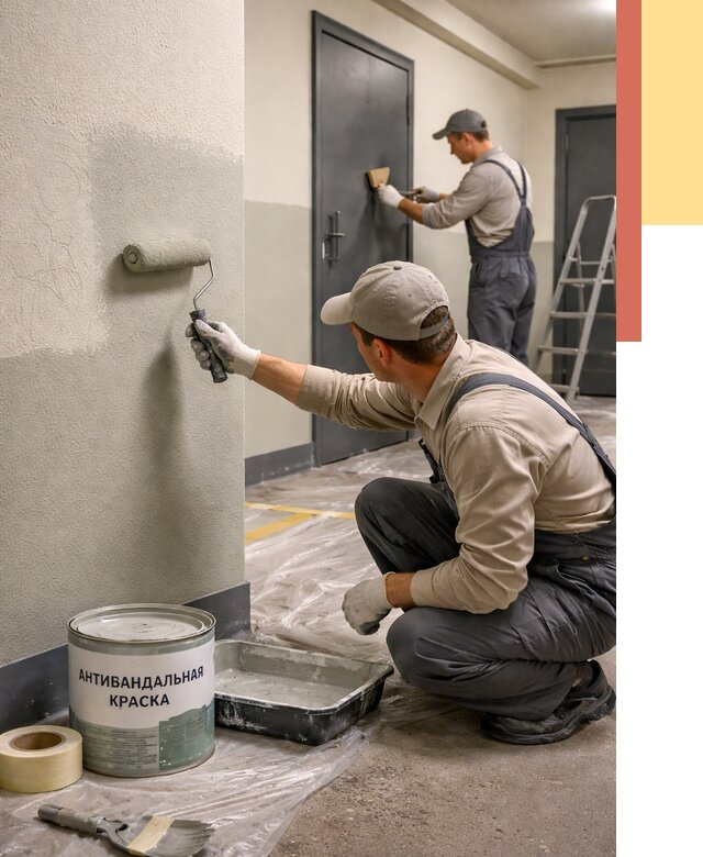 Покраска стен антивандальной краской в Узловой от 4583 руб./м² под ключ | ОТДЕЛОЧНИК-Злв