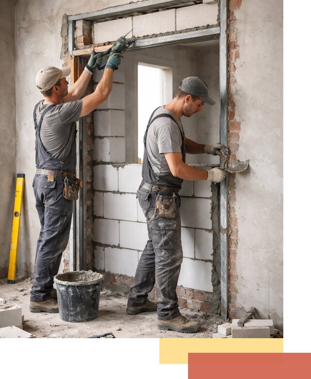 Закладка дверного проема под ключ в Узловой: демонтаж, монтаж, отделка