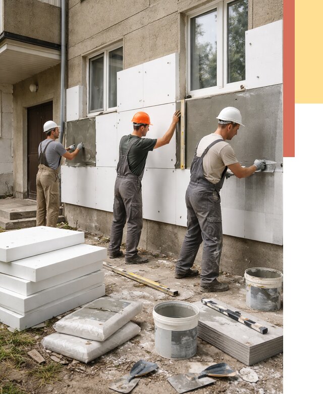 Утепление стен пенопластом в Узловой от 1782 руб. — недорого и под ключ | ОТДЕЛОЧНИК-Злв