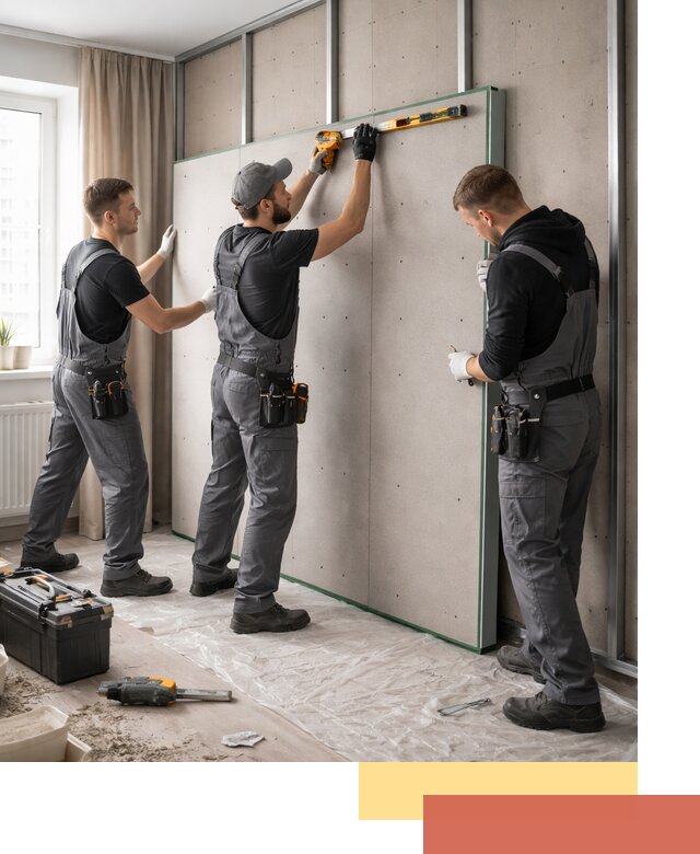 Шумоизоляция стен панелями ЗИПС в Узловой для жилых и коммерческих помещений