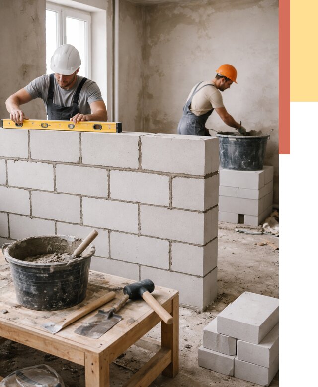 Кладка перегородок из газобетона в Узловой от 3259 руб. под ключ | ОТДЕЛОЧНИК-Злв