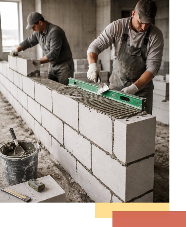 Кладка перегородок из газобетона в Узловой быстро и качественно
