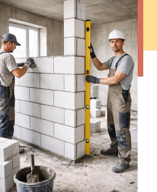 Кладка перегородок из пеноблока в Узловой от 1833 руб. под ключ | ОТДЕЛОЧНИК-Злв