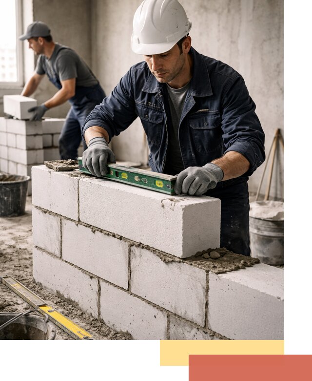 Кладка перегородок из пеноблока под ключ в Узловой