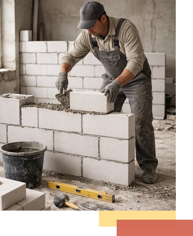 Кладка перегородок из силикатного блока в Узловой