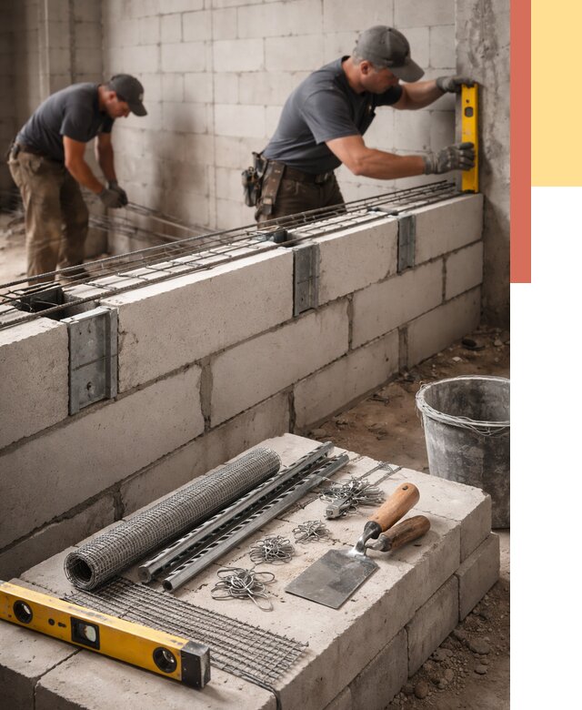 Армирование кладки перегородок в Узловой от 764 руб. под ключ | ОТДЕЛОЧНИК-Злв