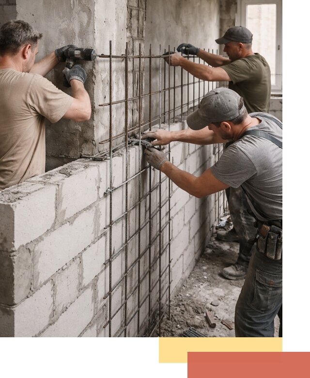 Армирование кладки перегородок в Узловой профессионально и надёжно