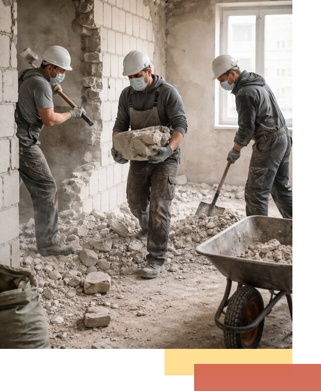 Демонтаж блочных перегородок в Узловой быстро и аккуратно