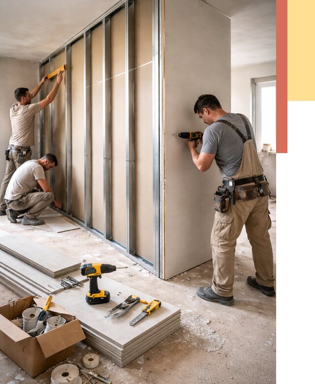 Монтаж однослойной перегородки из гипсокартона в Узловой от 662 руб. | ОТДЕЛОЧНИК-Злв