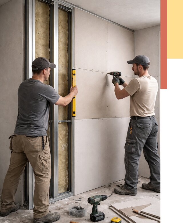 Монтаж двухслойной перегородки из гипсокартона в Узловой от 1477 руб. | ОТДЕЛОЧНИК-Злв