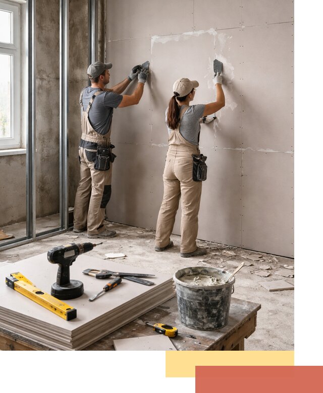 Монтаж двухслойной перегородки из гипсокартона в Узловой