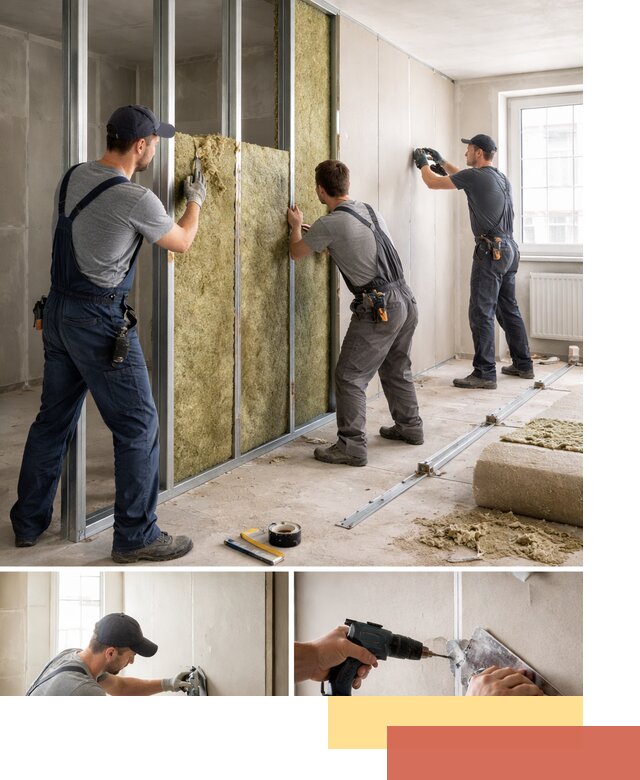 Перегородка из гипсокартона с шумоизоляцией в Узловой — монтаж под ключ