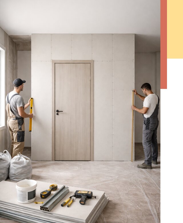 Перегородка из гипсокартона с дверью в Узловой от 4583 руб. под ключ | ОТДЕЛОЧНИК-Злв