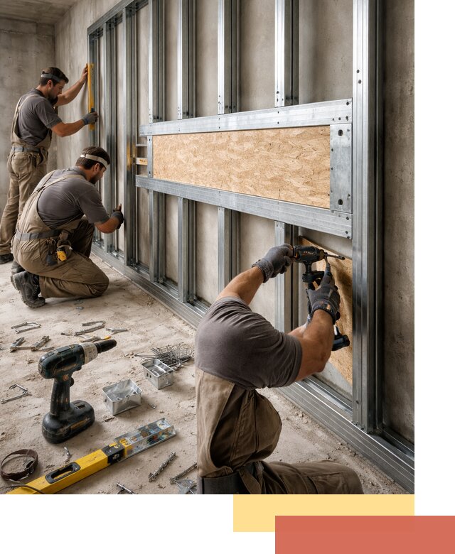 Усиленная перегородка для крепления тяжёлых конструкций в Узловой