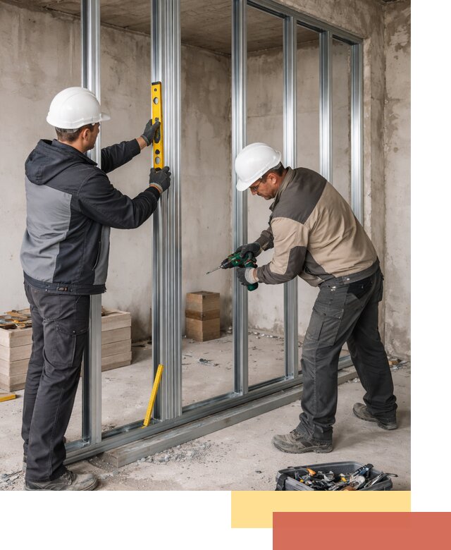 Монтаж каркаса перегородки из профиля в Узловой