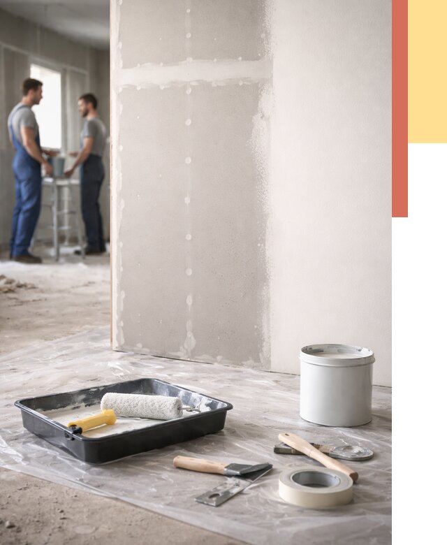 Покраска перегородок из гипсокартона в Узловой от 4583 руб. под ключ | ОТДЕЛОЧНИК-Злв