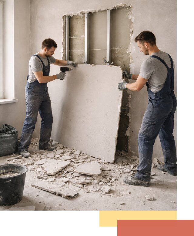 Демонтаж перегородки из гипсокартона в Узловой быстрый и аккуратный