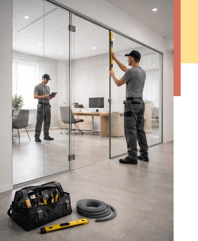 Цельностеклянные перегородки под ключ в Узловой от 9676 руб. — монтаж и цены | ОТДЕЛОЧНИК-Злв