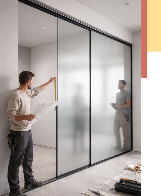 Матовые стеклянные перегородки в Узловой от 8657 руб. — монтаж и установка | ОТДЕЛОЧНИК-Злв