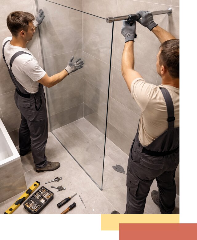 Стеклянные перегородки для душа в Узловой — изготовление и монтаж