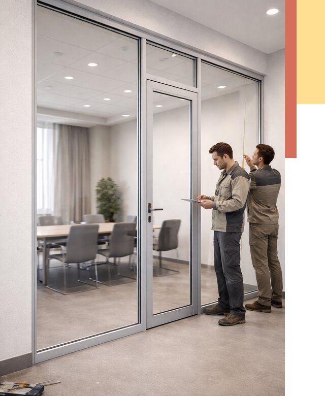 Установка и монтаж алюминиевых перегородок со стеклом в Узловой от 8352 руб. | ОТДЕЛОЧНИК-Злв